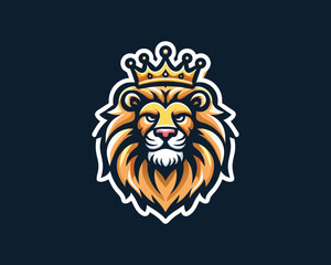 King Lion Head Logo Design Vector illustration