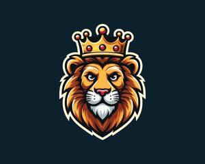 King Lion Head Logo Design Vector illustration