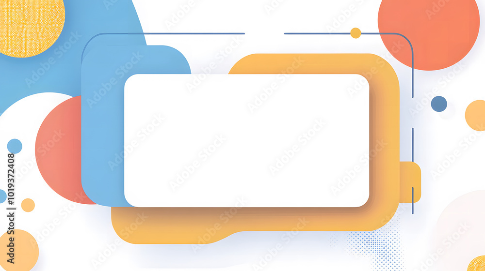 Poster abstract background design with flat geometric shapes and a blank card for text in blue design, beig