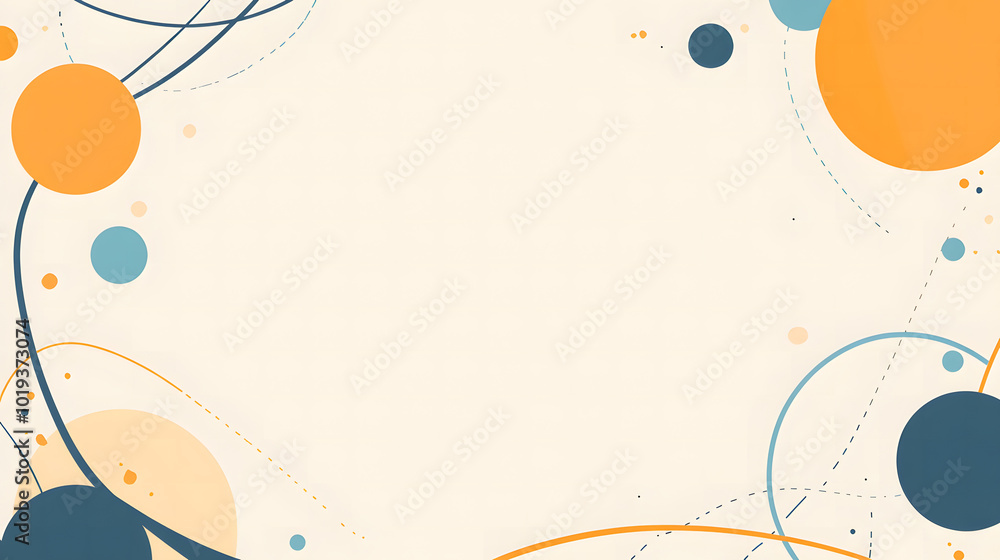 Poster abstract background design with flat geometric shapes and a blank card for text in blue design, beig