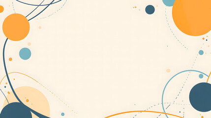 Abstract background design with flat geometric shapes and a blank card for text in blue design, beige, and yellow colors on a white background design