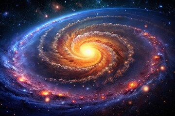 Stunning Animation of a Spiraling Galaxy with Colorful Stars and Cosmic Dust in Deep Space Background