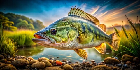 Fototapeta premium Stunning Bass Fish Images for Free Download, Perfect for Nature Lovers and Fishing Enthusiasts