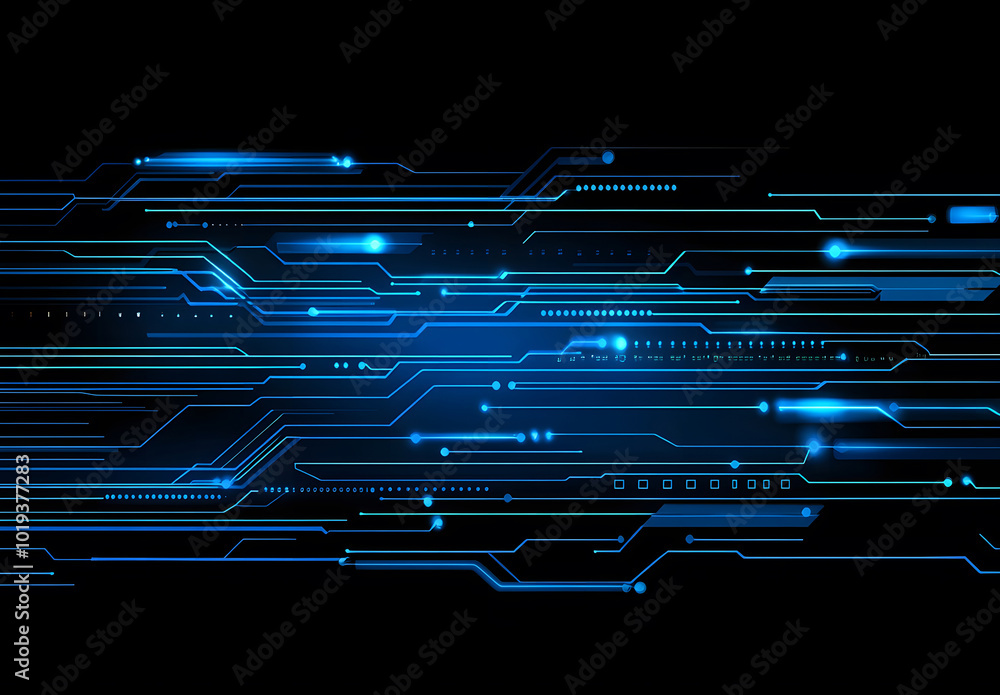 Poster abstract blue circuit line vector background design on a black background design represents technolo
