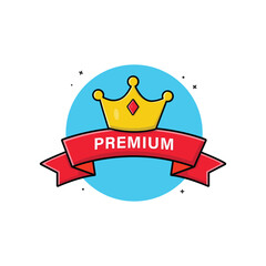 Premium Banner with Crown Vector Illustration. Premium Quality Concept Design