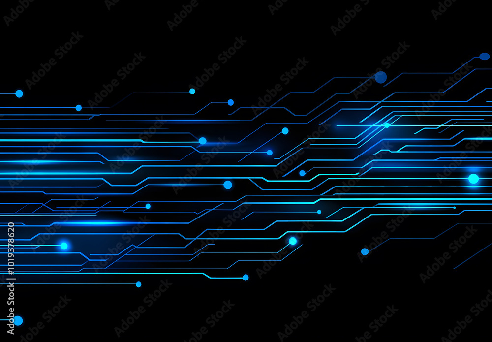 Poster abstract blue circuit line vector background design on a black background design represents technolo