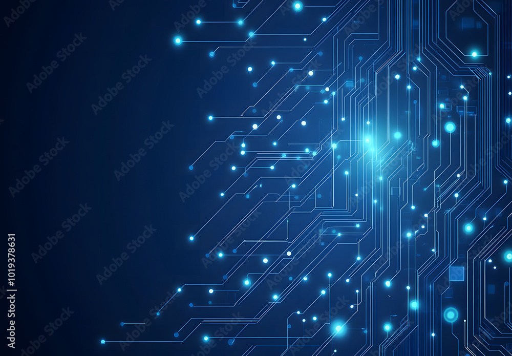 Poster abstract blue circuit line vector background design on a black background design represents technolo