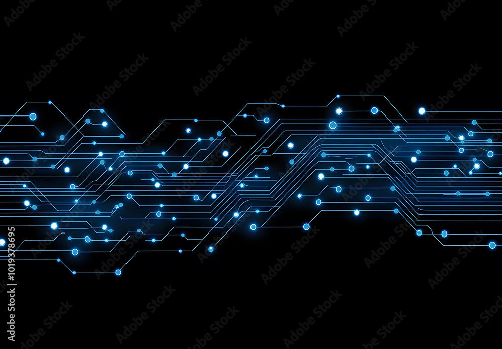 Poster abstract blue circuit line vector background design on a black background design represents technolo