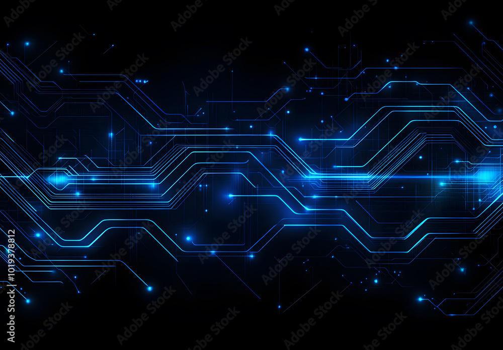 Poster abstract blue circuit line vector background design on a black background design represents technolo