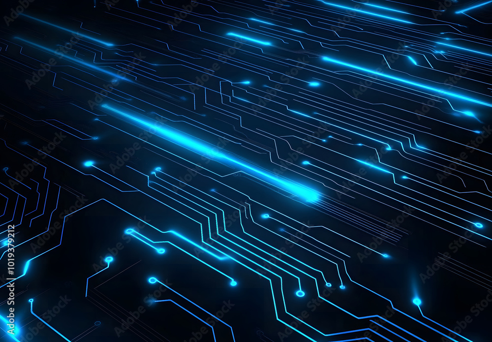 Poster abstract blue circuit line vector background design on a black background design represents technolo