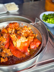 Braised pork leg steamed in resturant