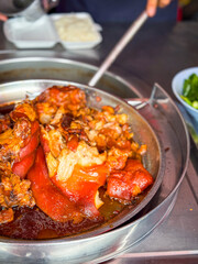 Braised pork leg steamed in resturant