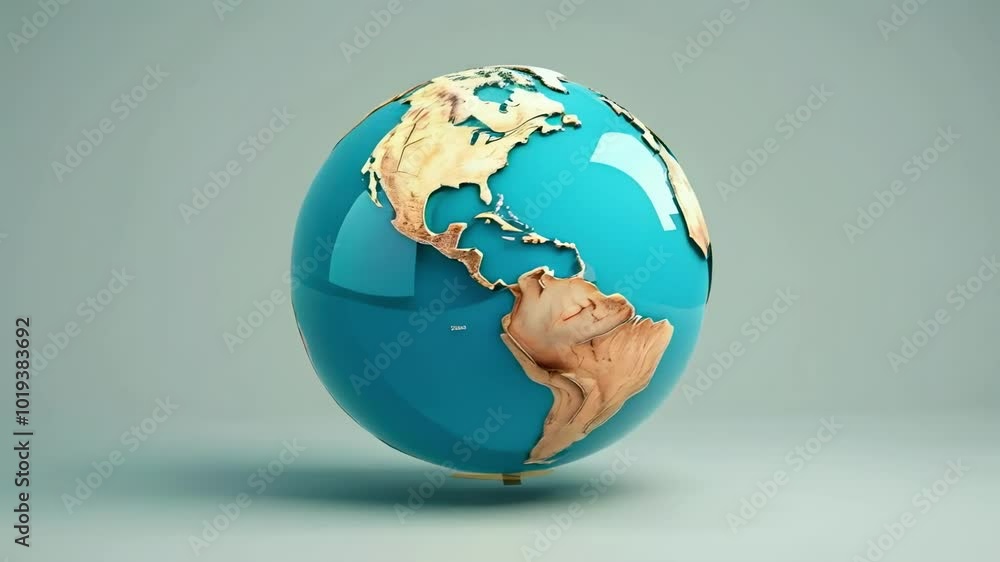 Wall mural globe rotation in 3d view