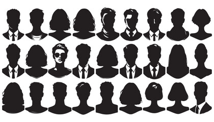 Male and female portraits, silhouettes, avatars or profiles for unknown  silhouette vector illustration black and white art