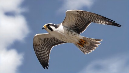 Obraz premium Majestic Falcon Soaring Through Clear Sky Wings Outstretched Graceful Flight Natural Beauty