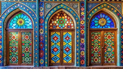 Stunning Mosaic Glass Windows with Vibrant Colors and Intricate Patterns in Architectural Design