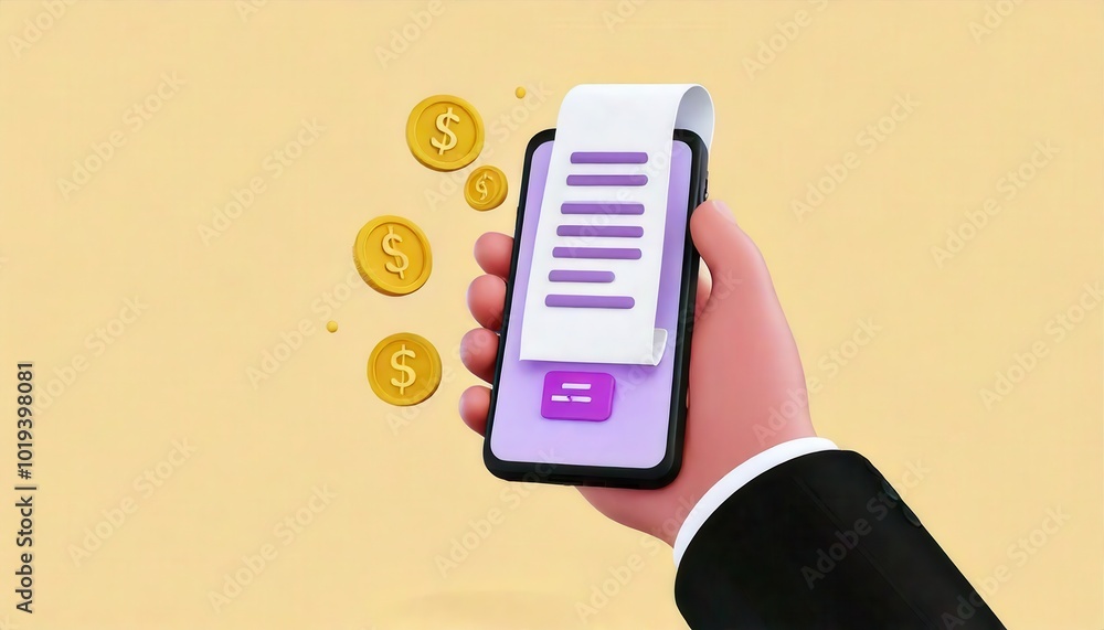 Poster close up of a person s hand holding a smartphone with a mobile banking application displayed showcas