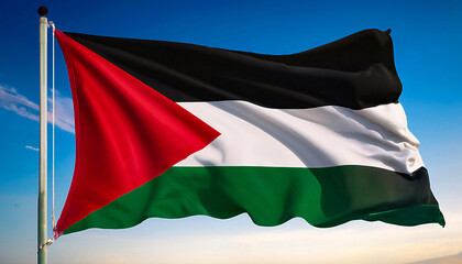 Flag of the State of Palestine flying in the wind