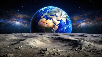 Stunning View of Earth from the Moon's Surface Capturing the Beauty of Our Planet in Space