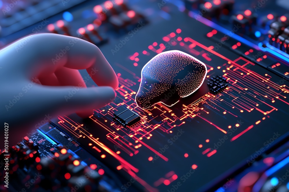 Aufkleber Futuristic lab where AI and quantum computing are used to develop tomorrowâ€™s solutions for scientific breakthroughs, symbolizing the power of advanced technology