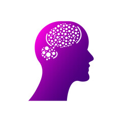 Human head with brain. Brain organ structure vector illustration isolated on white