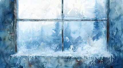 Frosty Window Watercolor