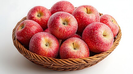 Red Apples in Wicker Basket Fresh Fruit Healthy Snack Farm Harvest Autumn Harvest