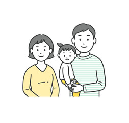 家族が集合した全身上半身イラスト
