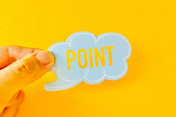 POINTの文字と吹き出しと手