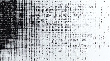 abstract binary background, black and white scheme with color gradient, computer code world high-tech data visualization, technology future theme banner backdrop