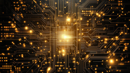 digital gold circuit backdrop for technology background