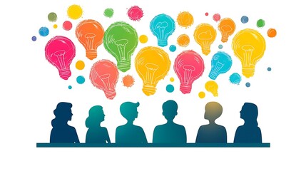 Brainstorming Team Collaboration Ideas and Innovation Concept Illustration
