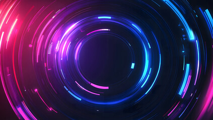 Obraz premium Abstract futuristic technology background design with blue and purple circular shapes design, vector illustration design. Digital data, high-tech concept. Flat design