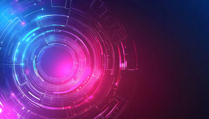Fototapeta premium Abstract futuristic technology background design with blue and purple circular shapes design, vector illustration design. Digital data, high-tech concept. Flat design