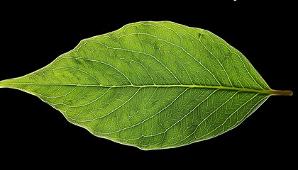 A vibrant green leaf fills the frame, its intricate veins and fresh summer texture bursting with life