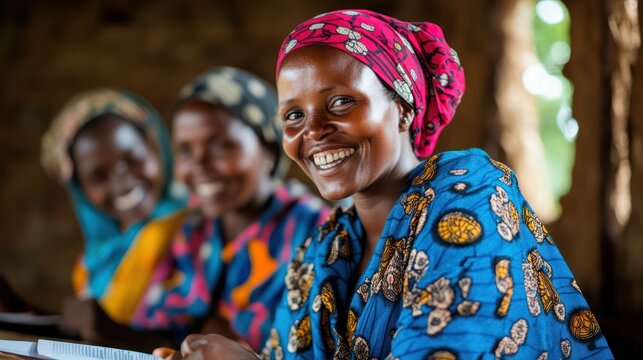 Sub-Saharan African individuals participating in microfinance banking, empowering communities through small loans