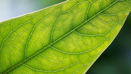 Obraz premium Imagine an image of a close-up green leaf texture as the background, highlighting the intricate patterns and details The tags for this image are leaf, nature, plant, texture, pattern, macro, abstract,