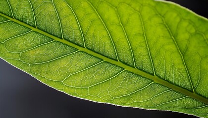 Obraz premium Imagine an image of a close-up green leaf texture as the background, highlighting the intricate patterns and details The tags for this image are leaf, nature, plant, texture, pattern, macro, abstract,