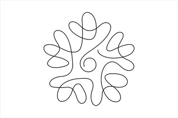 Obraz premium Continuous one line art drawing of snowflakes, winter theme vector