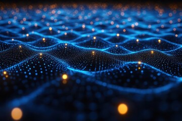 seamless blue network background with interconnected dots and squares creating a sense of digital connectivity perfect for technology and innovation themes in a modern setting
