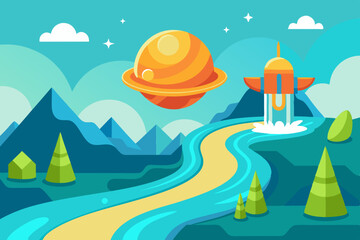creative illustration and innovative art scenery vector illustration 