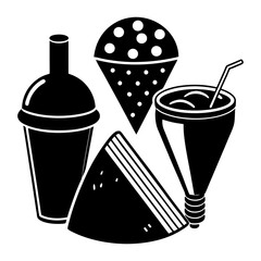 Food and Beverage Set Illustration SVG. Drink Italian, Drawing Wine Clipart, Wedding Rehearsal Dinner