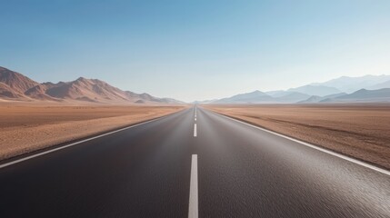 Naklejka premium Endless road through a vast desert landscape