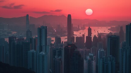 Fototapeta premium Hong Kong skyline at night