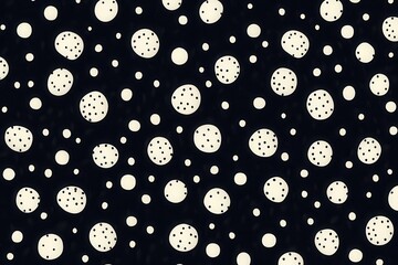 seamless pattern of small handdrawn polka dots resembling animal spots in white on a black background embodying a trendy and organic feel perfect for textiles or graphic design