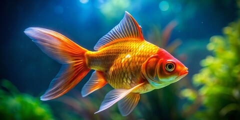 Fototapeta premium Unique Goldfish Shark Hybrid Swimming in Clear Water with Vibrant Colors and Captivating Patterns