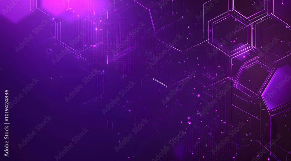 Aufkleber abstract purple background design with hexagon shapes and connection lines for technology design, sc