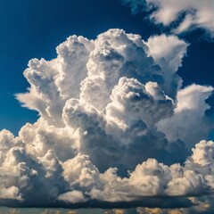 Obraz premium Vibrant blue sky with fluffy white clouds 