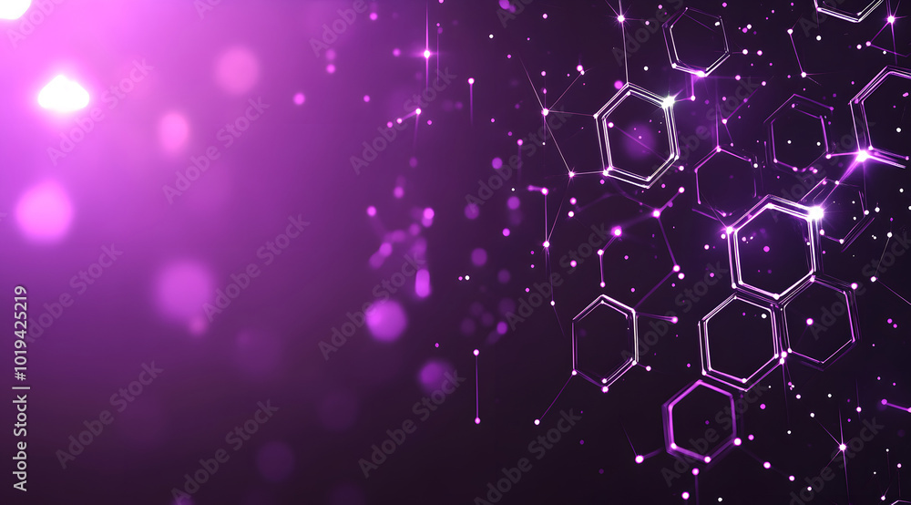 Aufkleber abstract purple background design with hexagon shapes and connection lines for technology design, sc