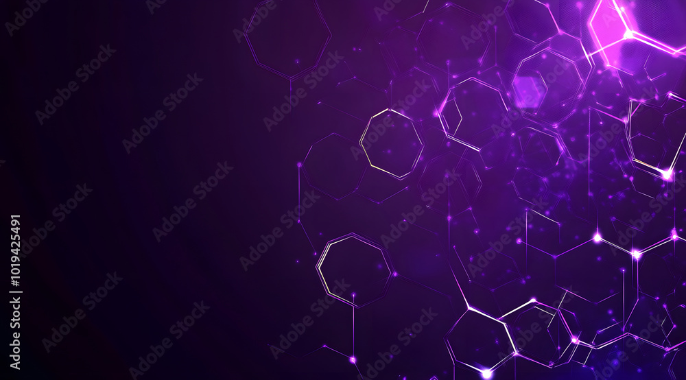 Aufkleber abstract purple background design with hexagon shapes and connection lines for technology design, sc